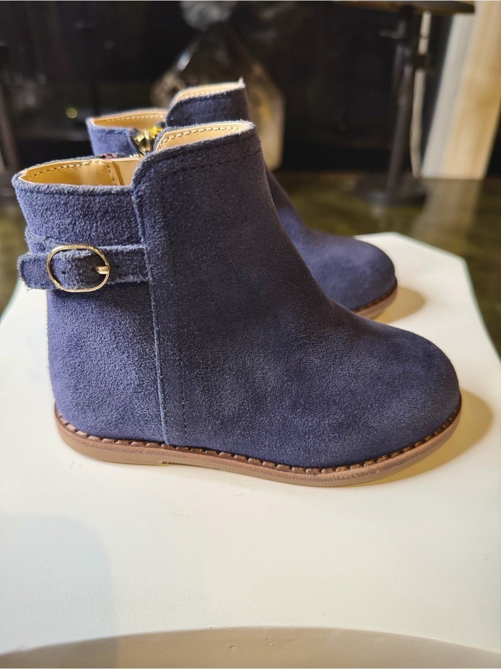 Janie and Jack Navy Suede Zip Ankle Boots Size 7 - Picture 6 of 12